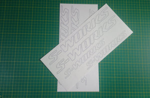 Specialized S-Works Outlined Decal In Silver.